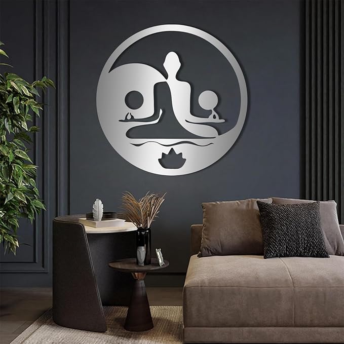 Metal Wall Decor-Metal Buddha Wall Decor, Metal Zen Wall Art, Yin Yang Wall Art, Buddha Wall Art, Meditation Wall Decor, Spiritual Wall Decor, Zen Wall Art, Yoga Room Wall Decor (Black, 35x35in|90x90cm)