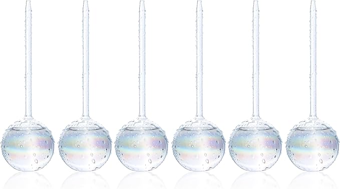Mission Gallery Clear Plant Watering Globes Set of 6 - Large Self Watering Globes for Indoor & Outdoor Plants - Automatic, Glass Watering Bulbs for Daily Use, Plant Watering Devices