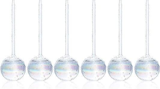 Mission Gallery Clear Plant Watering Globes Set of 6 - Large Self Watering Globes for Indoor & Outdoor Plants - Automatic, Glass Watering Bulbs for Daily Use, Plant Watering Devices