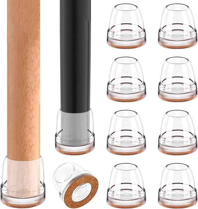 Clear Chair Leg Floor Protectors for Hardwood Floors, Upgraded Chair Leg Caps with Felt Pads, 16 Pcs Furniture Leg Feet Covers Protect Floors from Scratches Easy Slide/Non Slip (Fit 1" - 1.15")