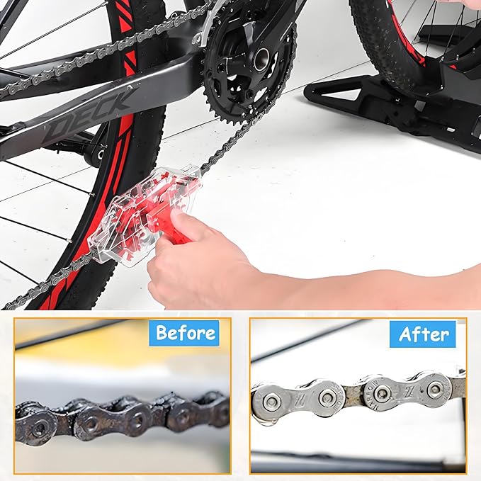 Bike Chain Cleaner Tool Kit – Transparent Bicycle Chain Cleaning Machine with Built-in Brushes, Quick Deep Clean Chain Washer for Mountain & Road Bikes
