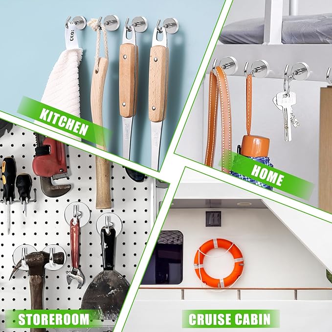 MIKEDE Heavy Duty Magnetic Hooks for Refrigerator Outdoor Hanging Brackets Magnetic Hanger for Cabins Grill - Pack of 5 50lbs
