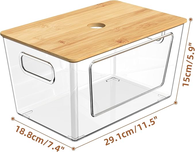 Trash Bags Holder, Stackable Trash Bag Dispenser with Bamboo Lid – Extra Large Garbage Bag Holder for Kitchen, Laundry Room, Under-Sink Storage Organization (1 pack)