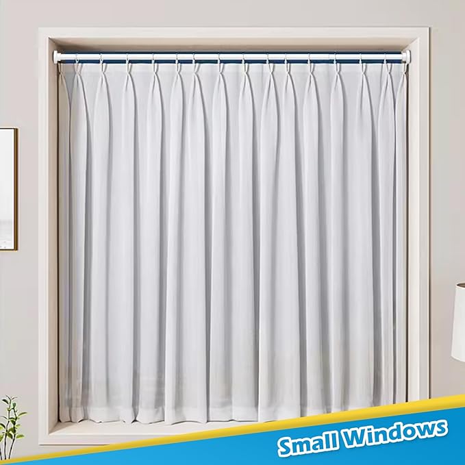 Spring Curtain Rod 33 to 56 Inch Adjustable White Curtain Rod No Drilling Non-Slip Expandable Tension Rod for Window, Doorway, Closet, Door, Wardrobe