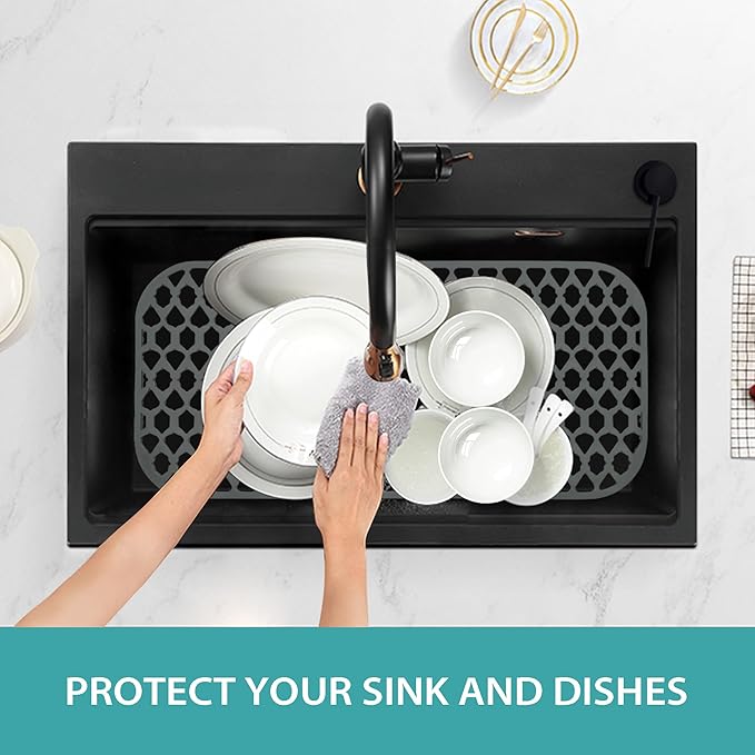 Sink Protectors for Kitchen Sink, Kitchen Sink Accessory - Silicone Mats Grid for Stainless Steel Strainer Bottom of Farmhouse Porcelain sinks (30”x14”)