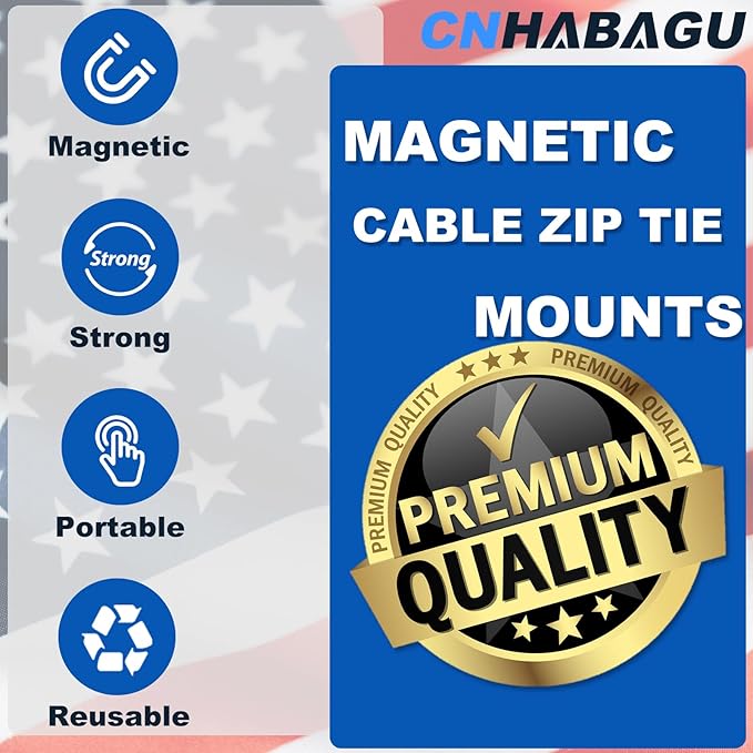 Magnet Zip Tie Mount Clips Magnetic Zip Ties Mount Holder 25LBS Strong Multipurpose Wire Cable Holder Mount Wire Clips Management for Home Office Marine Electrical Wiring (5 PCS)