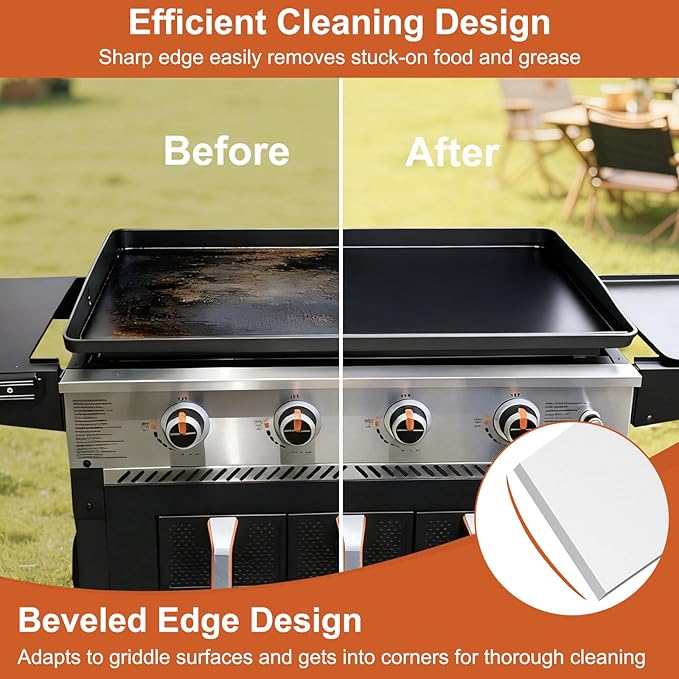 Heavy Duty Griddle Scraper, 4.5" Wide, Sharp Stainless Steel Scraper with Full Tang Silicone Handle, Great BBQ Cleaning Tool for Flat Top Grill & Griddle Cleaning Accessories (1 Pack, Small)