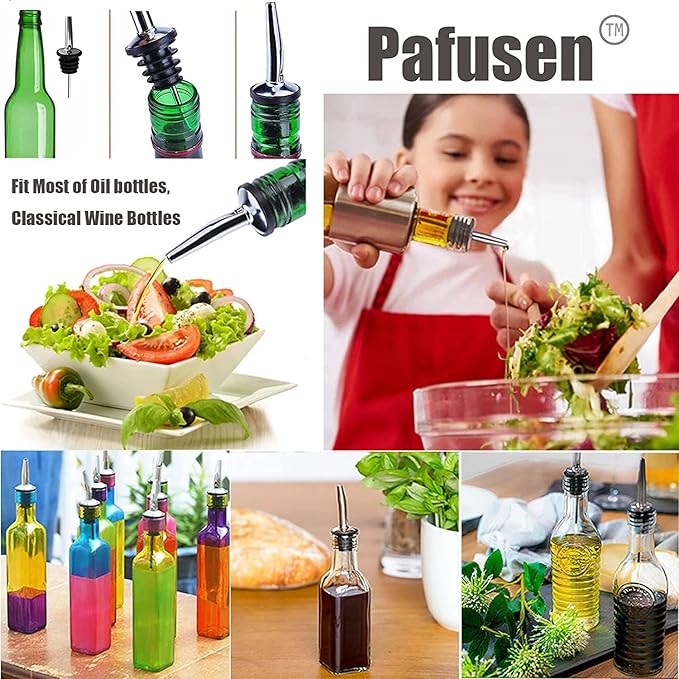 Pafusen 24 Pack Liquor Bottle Pourers, Liquor Pour Spout for Liquor Bottles, Stainless Steel Olive oil Dispenser Spout, Alcohol Pourer Spouts Dust Caps Covers Fixed, Gold