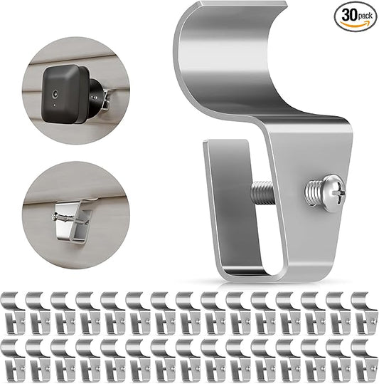 Goabroa 30 Pack Vinyl Siding Hooks, Heavy Duty Stainless Steel Hooks for Hanging Outdoor, No-Hole Vinyl Siding Clips Camera Mount Clips for Ring, Arlo, Doorbell