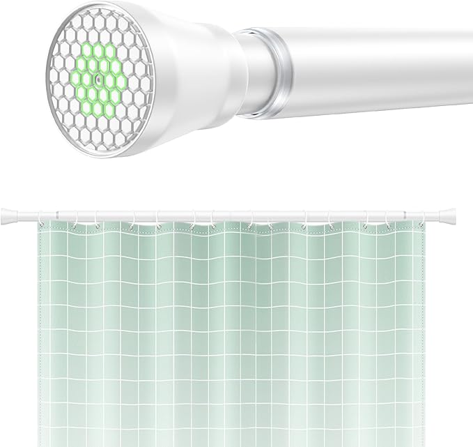 Shower Curtain Rod 45 to 77 Inches White Shower Rod Tension Curtain Rod No Drilling Adjustable Curtain Rod Spring Tension Shower Rods for Bathroom,Windows,Kitchen