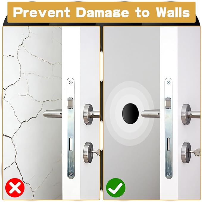 JULBEAR Door Stopper Wall Protector, Door Knob Stoppers with Strong Back Adhesive, Quiet, Shock Absorbent Silicone, Door Handle Bumpers Wall Surfaces Protector (12, Black)