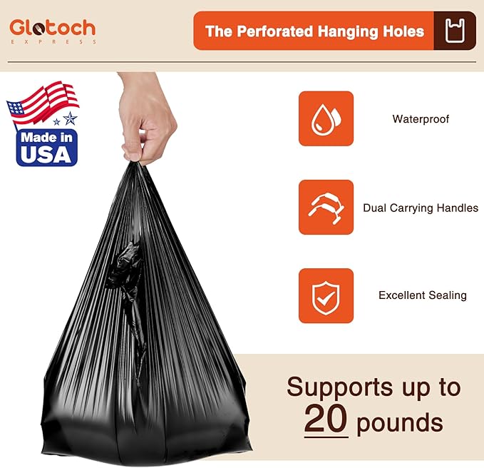 Glotoch 1000 Count Plastic T-shirt Bags Plain Black, 11.5 x 6.5 x 21" Grocery Shopping Bags with Handles for Restaurant, Retail, Takeout, Convenience Stores, Kitchen Trash, in Bulk for Small Business