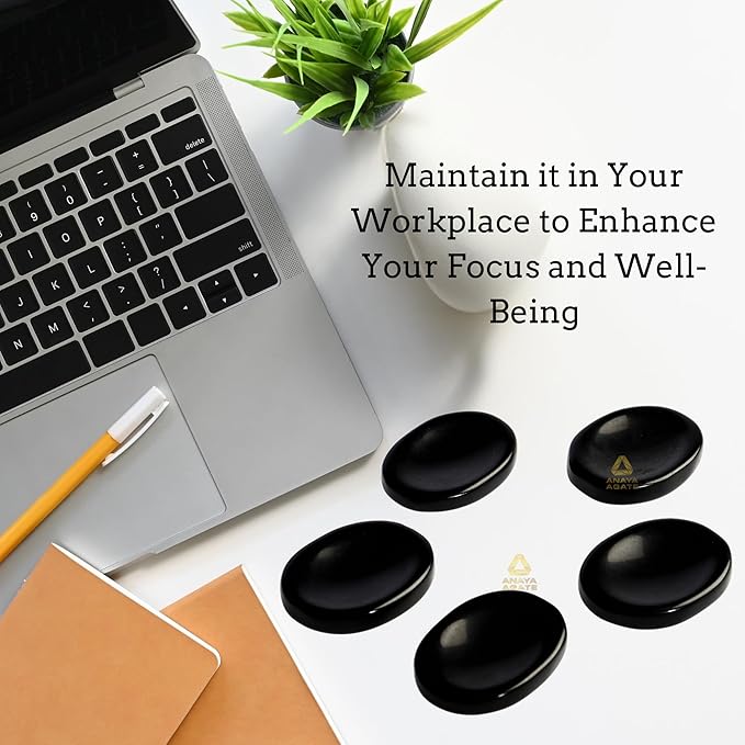 Black Tourmaline Worry Stones – Crystal Thumb Worry Stone for Anguish, Stress – Relaxing & Soothing Balance Stones for Meditation, Relief – Healing Stones & Crystals for Men, Women