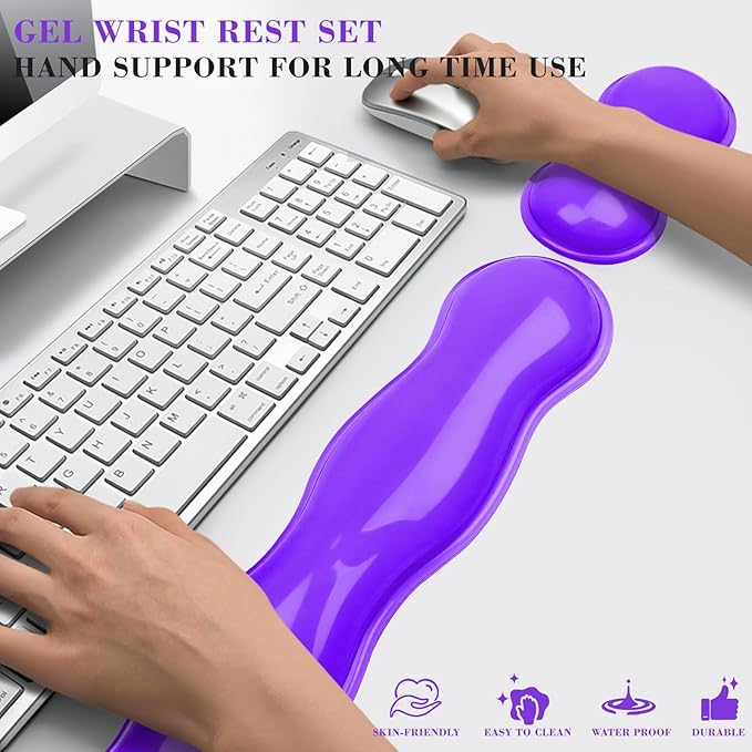 ABRONDA Gel Wrist Rest for Keyboard and Mouse, Keyboard Wrist Rest, Mouse Wrist Support, Pain Relief, Cool Touch, Non-Skid, Mouse Wrist Pad