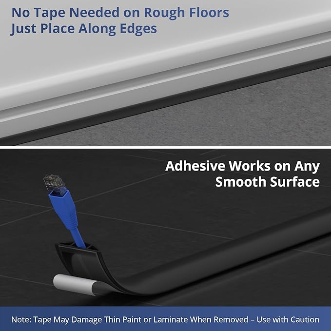 ZhiYo 5.6ft Cord Covers for Wires on Floor, Cord Hider Floor Hide Extension Cords, Soft PVC Cable Cover Cable Protector, Wire Cavity W0.62in H0.31in, Gray