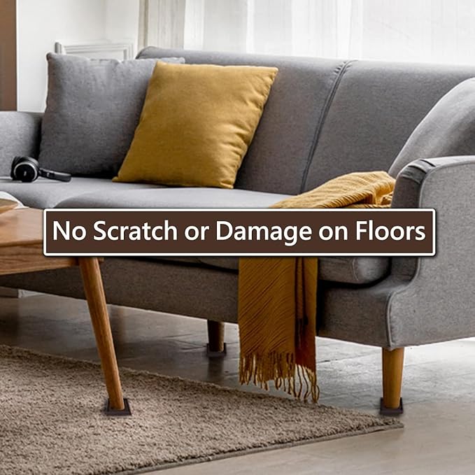 2.5x2.5 Square Rubber Furniture Caster Cups, Anti-Sliding Furniture Pads Bed Stopper Floor Protectors with Grip - Protect Any Flooring