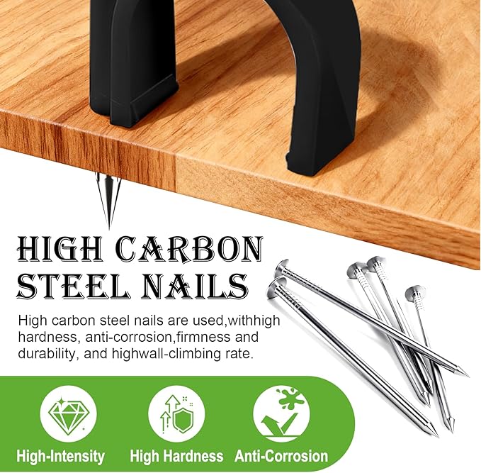 mxuteuk 200PCS Cable Clips with Steel Nails,4/6/8/10mm Round Black Cable Wire Clips,Wall Clips for Cords,Cable Cord Clips for RG6 RG59 CAT6 RJ45