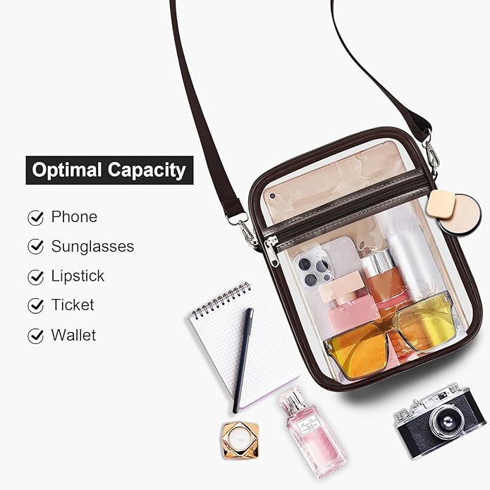 USPECLARE Clear Purse Stadium Transparent Messenger Bag Stadium Approved for Men and Women Clear CrossBody Bag
