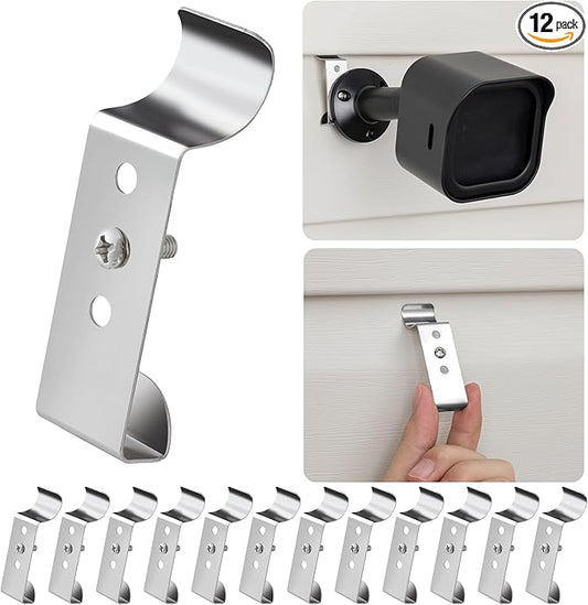 Cozcty 12 Pack Vinyl Siding Hooks, Heavy Duty Siding Clips to Hang Outdoor Things, No Hole Outdoor Camera Mount Clips, Adjustable Screw Hangers for Front Door, Porch Decor, String Lights