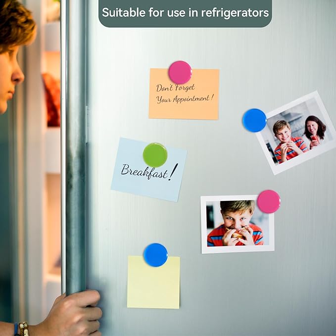 Fridge Magnets, 50 Pack Strong Refrigerator Magnets - Heavy Duty Small Round Magnets for Whiteboard Office Home, Cute Mini Magnet with 5 Colors for Locker Classroom Organization