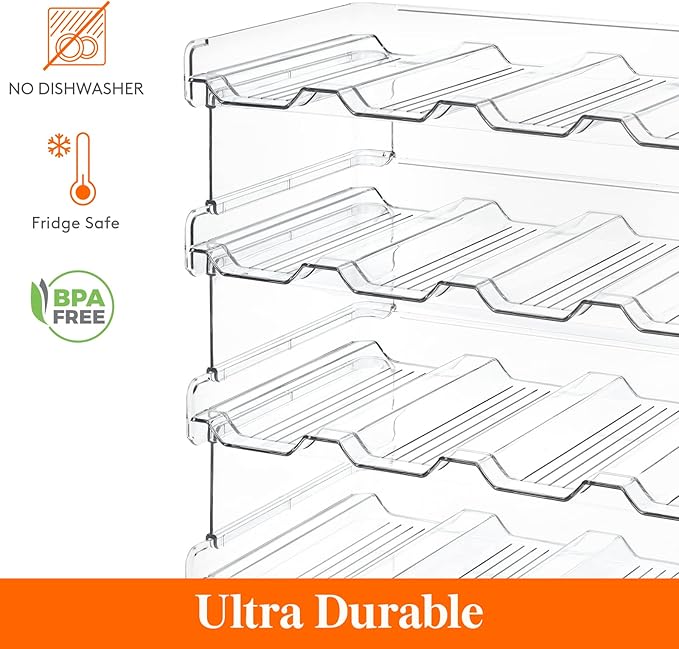 Lifewit Stackable Water Bottle Organizer for Cabinet, Plastic Bottle Holder Fits Bottles/Tumblers up to 3.8" Diameter for Pantry/Countertop, 4 Tier Holds 16 Bottles 41 x 20 x 34 cm/16 x 8 x 13.4"