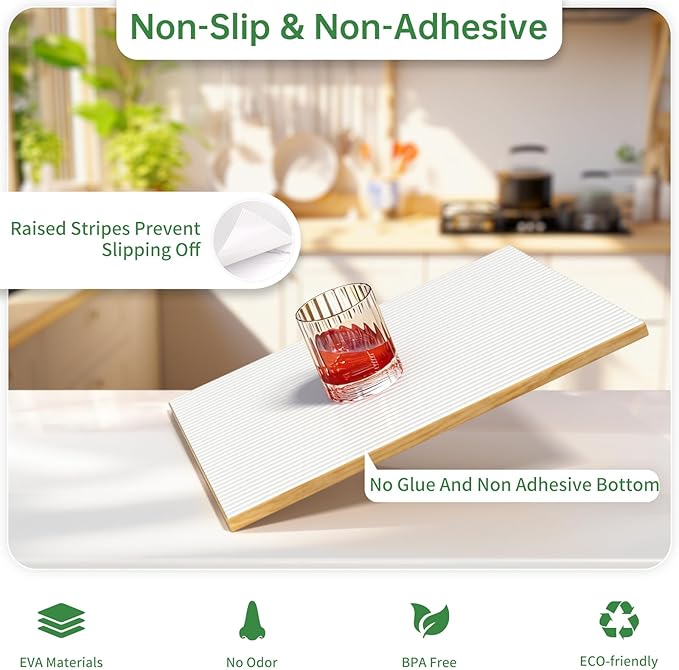 Shelf and Drawer Liner for Kitchen Cabinet, Non-Adhesive 12in x 120in Waterproof Durable Thickened EVA Material Easy-to-Cut Contact Paper Non Slip Mat for Refrigerator, Cupboard, Dresser