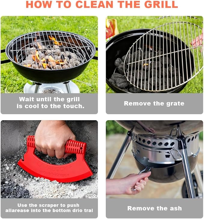 Smoke-n-Scrape XL Grill Smoker Scraper BBQ Residue Remover Cleaning Tool for Weber Kettle WSM BGE Kamado Oklahoma Joe's