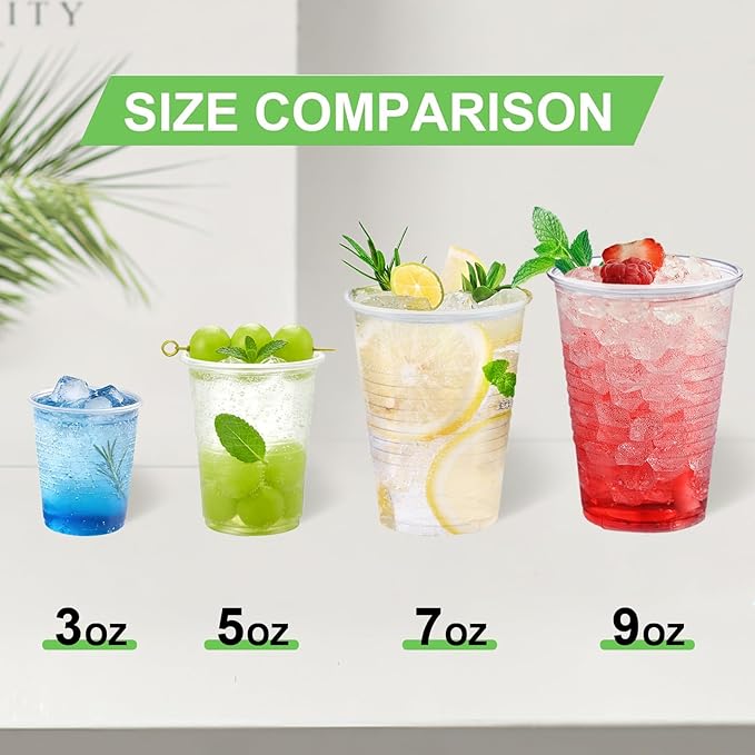 Lamosi 600 Pack 9 oz Clear Plastic Cups, Plastic Disposable Cups, Cold Drinking Water cups for Party, Wedding, Travel, BBQ, Picnic, Event