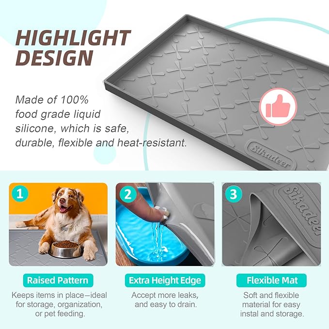 SIKADEER 22" x 19" Under Sink Mat Waterproof, Silicone Mat Kitchen Drawer Shelf and Cabinet Liner, Sink Protector for Kitchen Organizers and Storage, Boot Tray Pet Food Mats