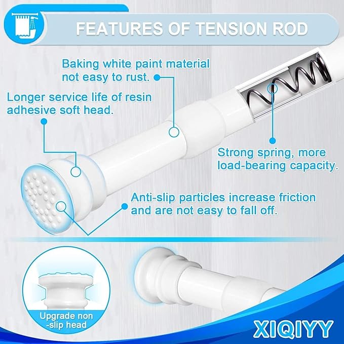 Small Tension Rods 16 to 28 inch ,Adjustable Shower Spring Tension Rod Short for Windows,Closet,Curtain,Doorway,Upgrade Diameter 1 inch,White