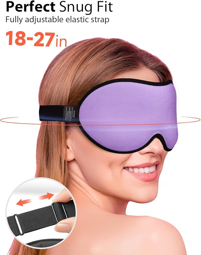 MABAO Weighted Sleep Mask - 100% Blackout Eye Mask for Sleeping for Women Men, 3D Contoured for Lash Extension, Zero Eye Pressure Memory Foam Cover, Soft Gentle Pressure Blindfold for Travel - Purple