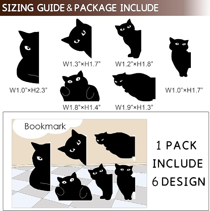 yasest Magnetic Bookmarks - 6 Pieces Assorted Cute Book Markers Clip Set for Women Teachers Students Book Lovers Reading, for School Office Home Supplies, Kawaii Cat Magnet Page Markers