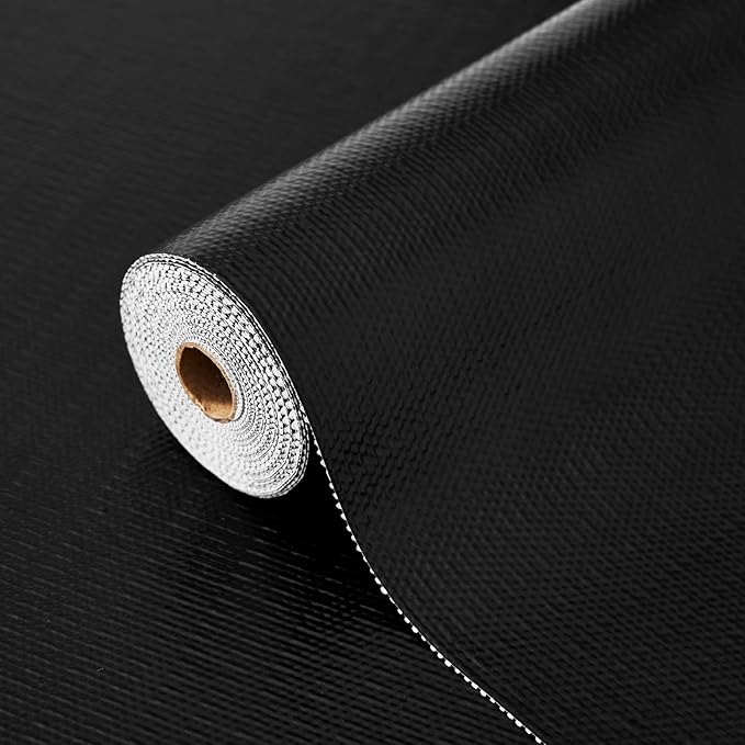Drawer and Shelf Liner, Non-Slip Kitchen Cabinet Liners Non-Adhesive Thick Strong Grip Waterproof Washable Mats Protect Dresser Shelves Cupboard Bathroom Cabinets, Black, 24 in X 10 FT