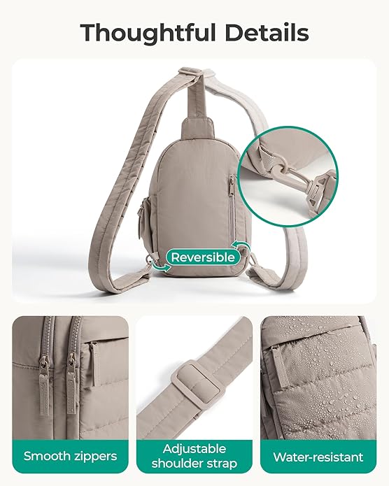 BAGSMART Small Sling Bag for Women, Puffer Crossbody Bag Purses Hobo Handbag Fanny Packs for Travel Hiking