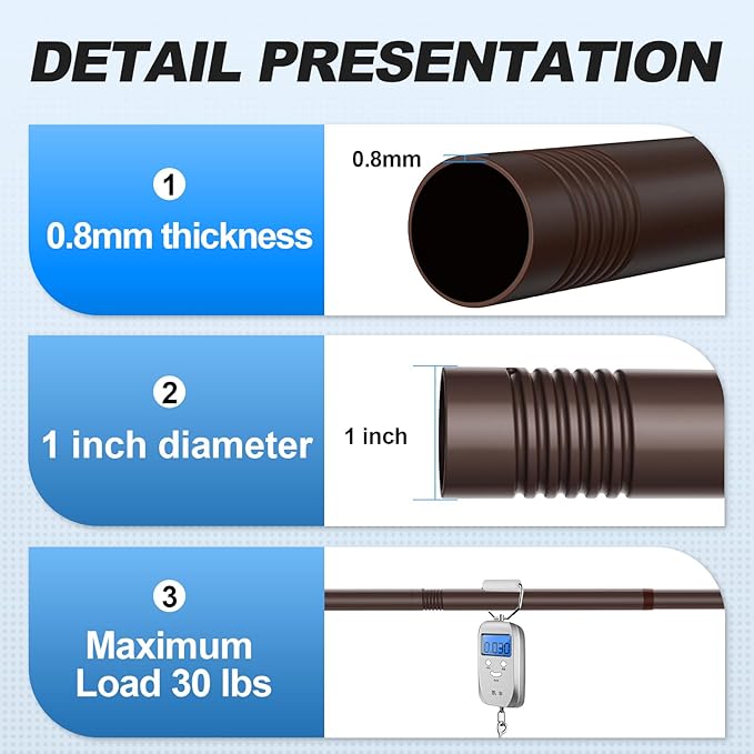 CorkLatta Bronze Shower Curtain Rod 31 to 92 Inch,1 Inch Diameter Adjustable Spring Tension Stainless Steel Telescoping Rod,Easy Install,No Rust