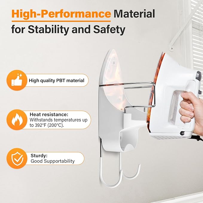Alpinista Ironing Board Hanger Wall Mount Ironing Board Holder Wall Mount for Laundry Rooms Storage Organizer, White