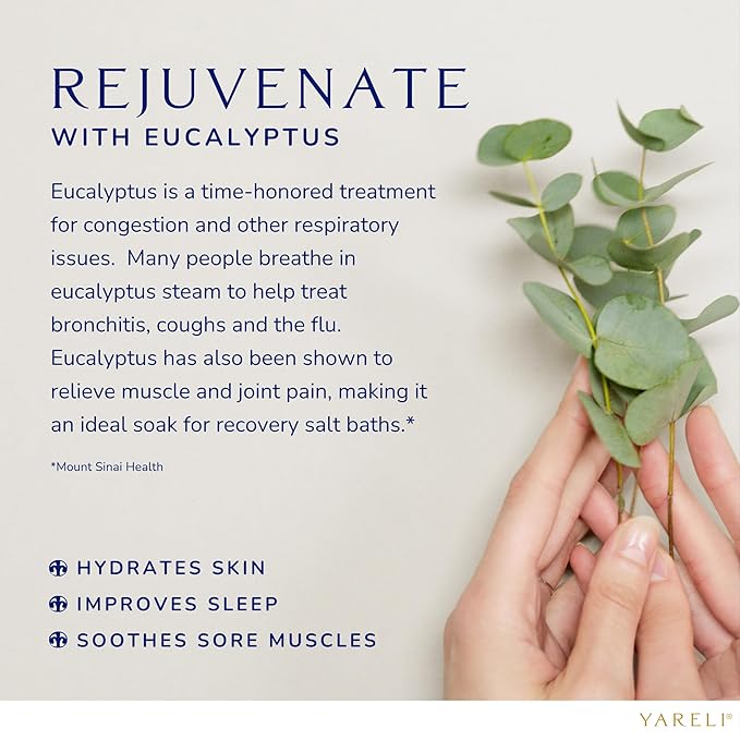 Yareli Magnesium Flakes, 5lb Eucalyptus, Dead Sea Bath and Foot Soak, Alternative to Epsom Salt with Over 250,000mg of Magnesium Chloride Per Bag