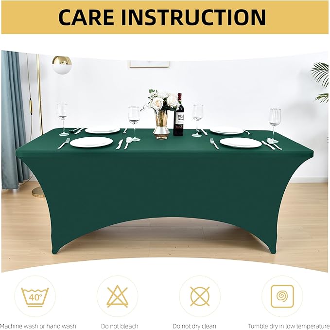 ZarzaaSik 2-Pack 4ft Spandex Table Covers for Rectangular Folding Tables - Wrinkle Resistant Stretch Tight Table Cloths - Ultimate Fitted Table Protector for Parties, Banquet, and Wedding
