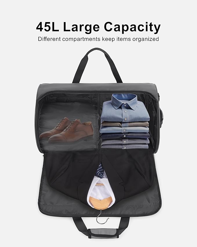 NPBAG Convertible Garment Duffle Bags for Travel - Carry on Garment Bag, Suit Bag for Men & Women, 3 in 1 Foldable Travel Duffle Backpack with Shoulder Strap (Blue)