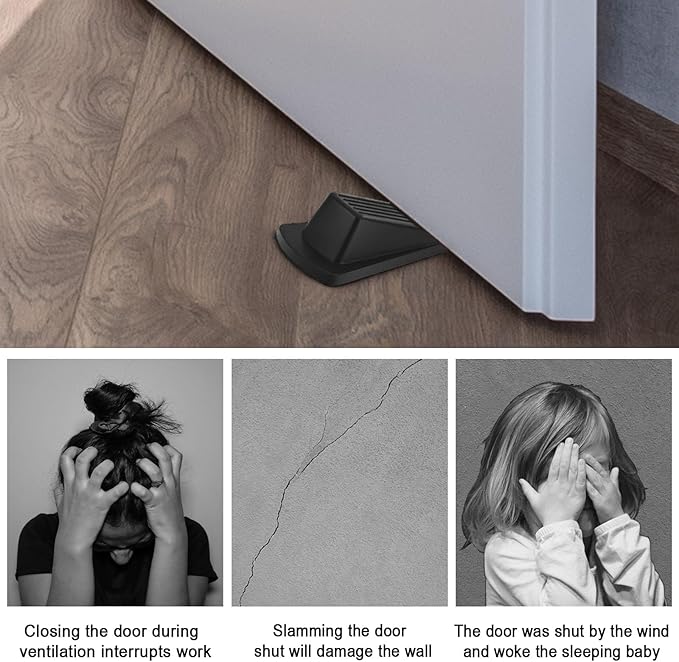 Beieverluck 36 Pack Door Stoppers for Bottom of Door Rubber Door Stop Wedge Sturdy Stackable Door Stops for Floor Wall Carpet Heavy Duty Door, Black