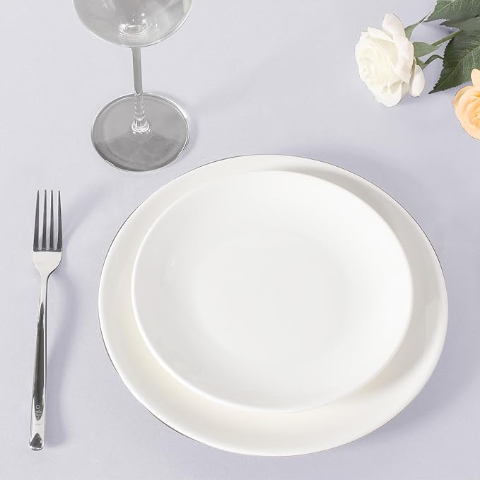 sancua 90 Inch Round Tablecloth White, 8 Pack - Circle Polyester Fabric Table Cloth for Wedding Party Reception Banquet Birthday, Washable Formal Table Cover (Fit 30-72 Inch Tables)