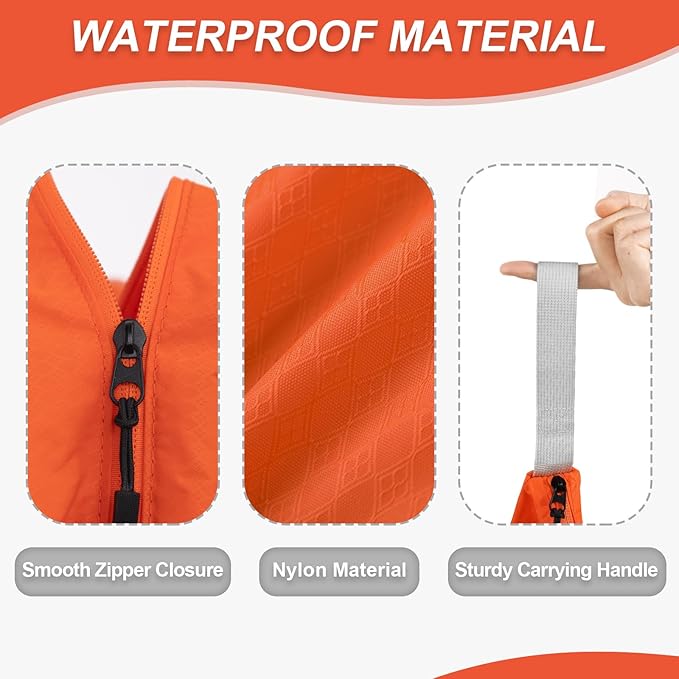 WiseBoy Laundry Bag, 23.6x35 inch Oversized Laundry Bags, Travel Laundry Bag Dirty Clothes Organizer, Nylon Wet Dry Storage Bag for College Dorm, Camping, Caravan, Orange