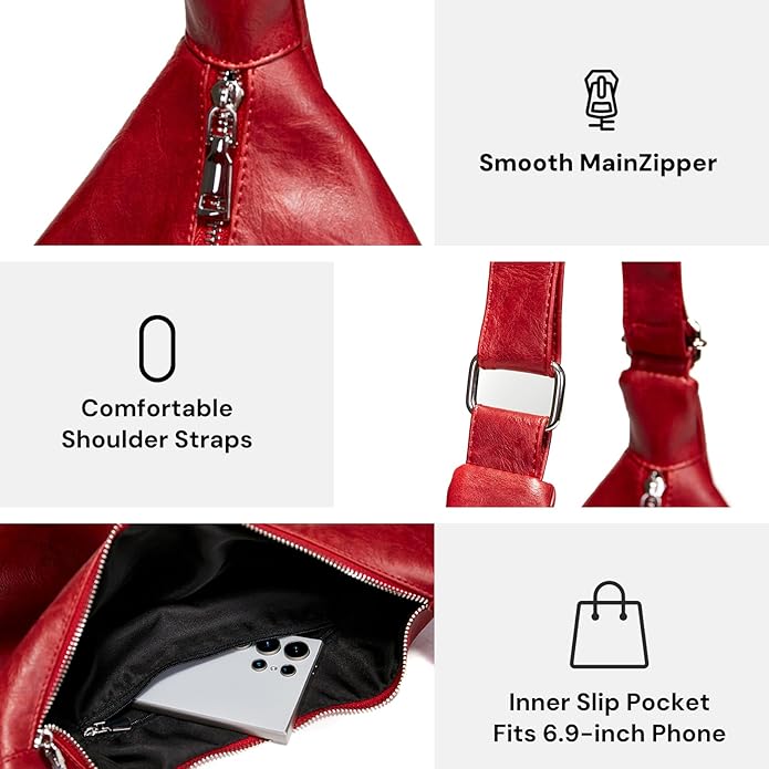celestina Hobo Bags for Women, Ultra Soft Foldable Vegan Leather Shoulder Handbag, Stylish Slouchy Tote Purses