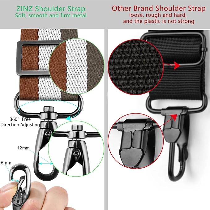 ZINZ Shoulder Strap 58" Ultra-Thick Fixed Padded and Adjustable Buckles Crossbody Strap for Briefcase Laptop Bag Luggage