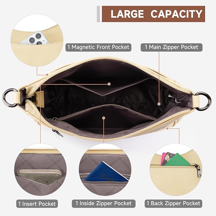APHISON Trendy Leather Crossbody Purse with Adjustable Strap, Women's Shoulder Handbag