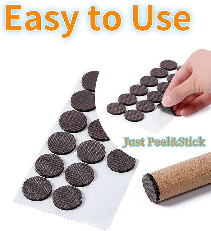 Furnigear Non Slip Furniture Pads - Self Adhesive Rubber Anti Skid Pads Grippers Rubber Chair Feet Furniture Pads for Hardwood Floors -Protectors for Furniture Table Legs Anti Slip 32 Pcs 1-1/2" Round