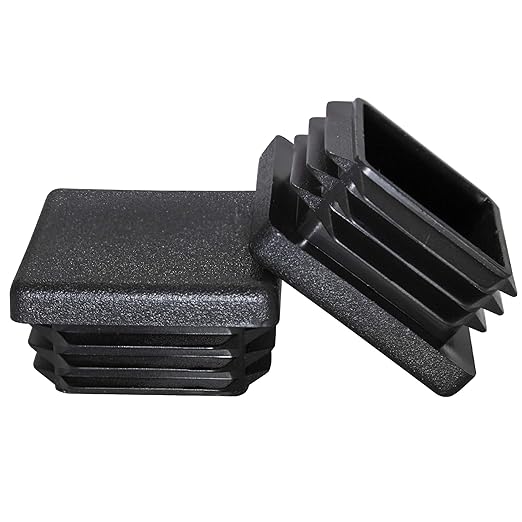 Prescott Plastics 1 1/4" (31.75mm) Outer Perimeter Ribbed Plastic Hole Plugs, Square Black Metal Tubing End Caps, Strong Furniture Leg Inserts, Impact & Weather Resistant, Made in The USA - 50 Pack