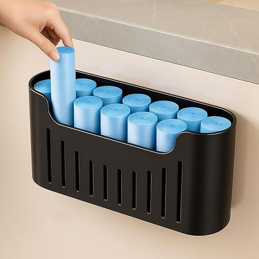 YESENT Kitchen Cabinet Door Storage Box, Self-Adhesive Wall-Mounted Storage Box, Wardrobe/Bathroom/Refrigerator Small Item Organizer (Black)