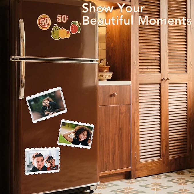 Magnetic Picture Frame, 10 Pcs Magnetic Picture Frames for Refrigerator 4x6, Magnetic Photo Frames with White Border, Refrigerator Magnets for Pictures Suitable Home, School, Office (white, 4X6flower-10pcs)