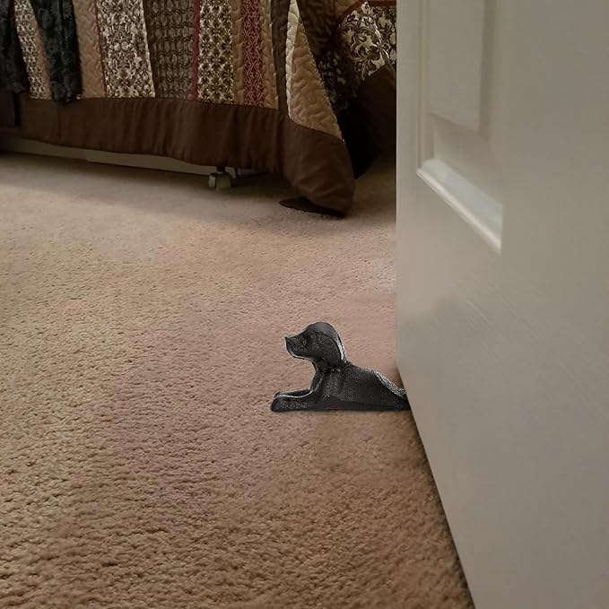 Sumnacon Cast Iron Door Stop - Heavy Duty Rustic Door Stopper, No Drilling Required, Vintage Metal Door Wedge for Floor Surface in Home, Office, Commercial, and Industrial Settings - Dachshund Design